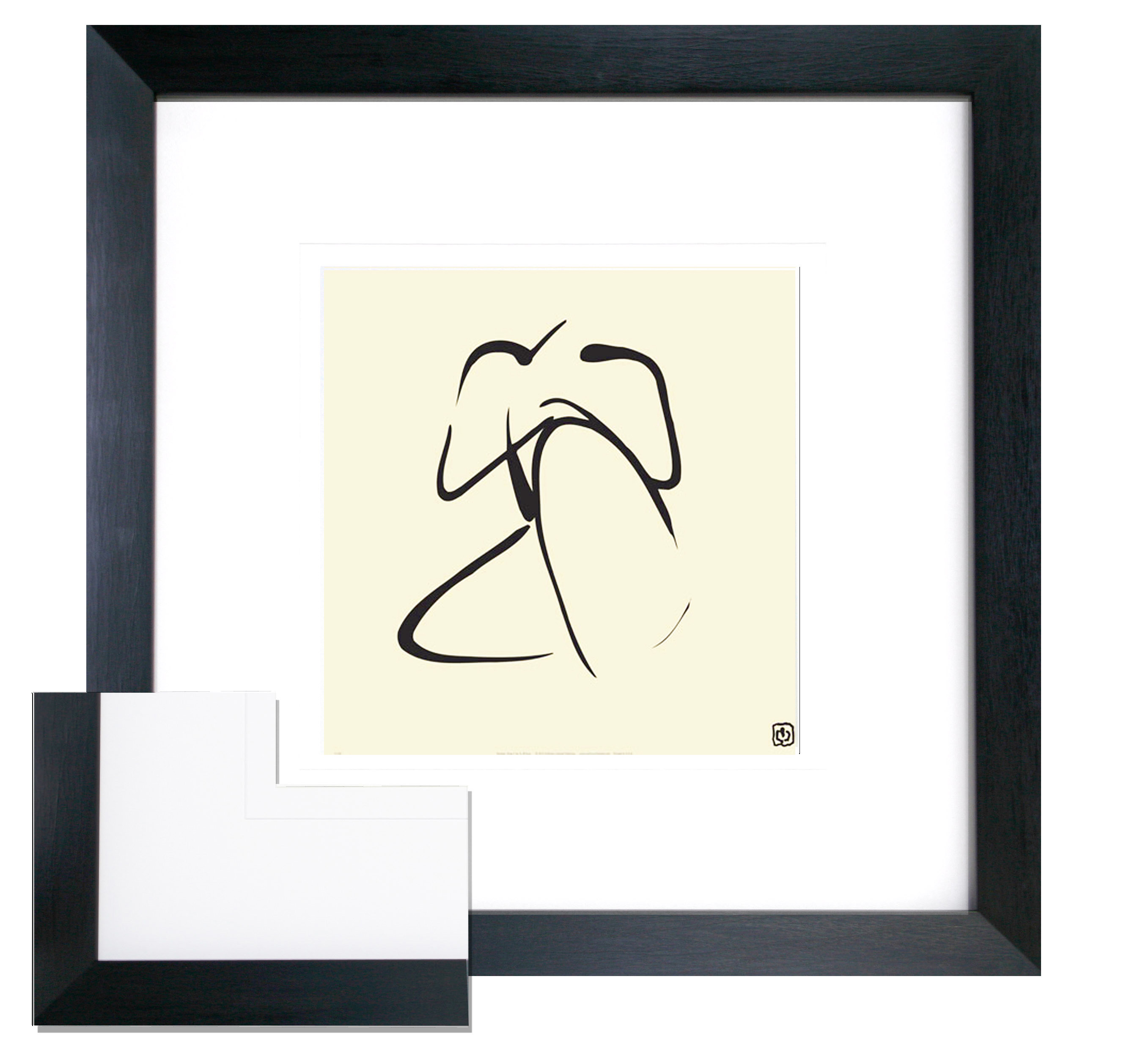 FP182 Wall décor art framed print abstract B&W figure black frame